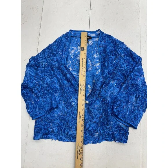 Jessica Howard Solid Blue Lace Long Sleeve Lingerie Cover Up Womens Size 14W - Picture 5 of 6